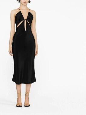 Christopher Esber Black Cutout Tie-Front Slip Dress size AU10/US 6